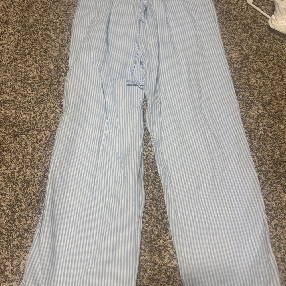 Amazon Blue and White Striped Wide Leg Pants